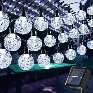 Toodour Solar String Lights Outdoor, 56ft 100 LED Globe String Lights with 8 Modes, Waterproof Solar Powered Patio Lights for Garden, Lawn, Gazebo, Porch, Yard, Wedding, Party Decor - Cool White