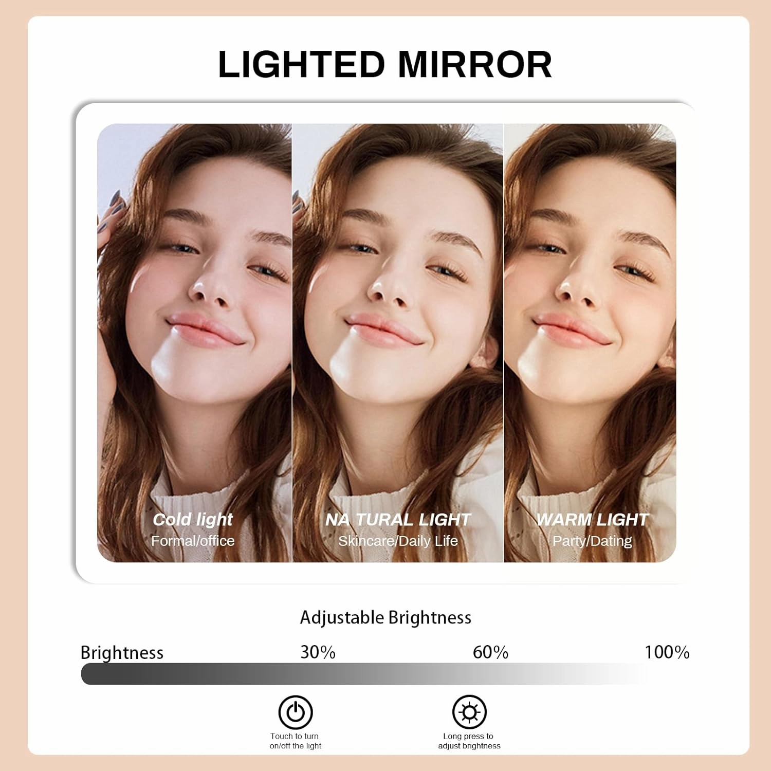 TOPACK Makeup Cases with Led Mirror, Portable Makeup Box Make Up Case with Mirror Makeup Travel Case Makeup Box Travel Jewelry Case Organizer-Water Cube
