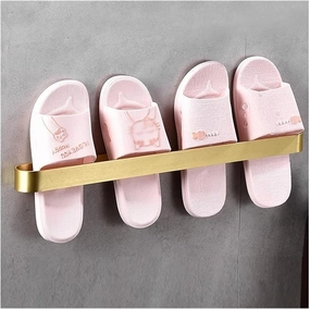 Towel Racks Towel Rail for Bathroom,Brushed Bathroom Hand Towel Holder Hardware Set,Wall Fold Double Towel Shelves Corner Shelf Toilet Brush Roll Paper Towel Holder/A-Towel Bar/a (Color : Slippers Sh