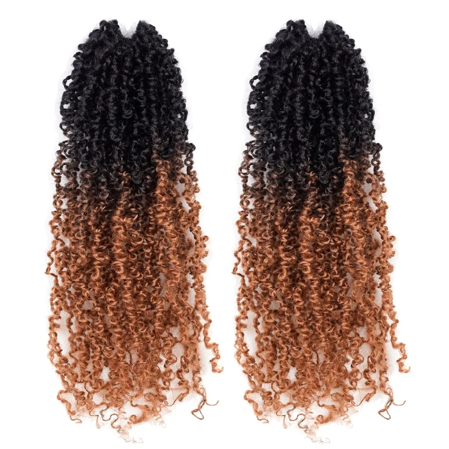 Toyotress Yanky Twist Crochet Hair - 6 Inch 2 Packs (30 Strands/Pcs) Fluffy Spring Mini Twist Short Bob Passion Twist, Ombre Brown Pre-Looped Crochet Braids Braiding Hair (6 Inch, 2P-OT30)