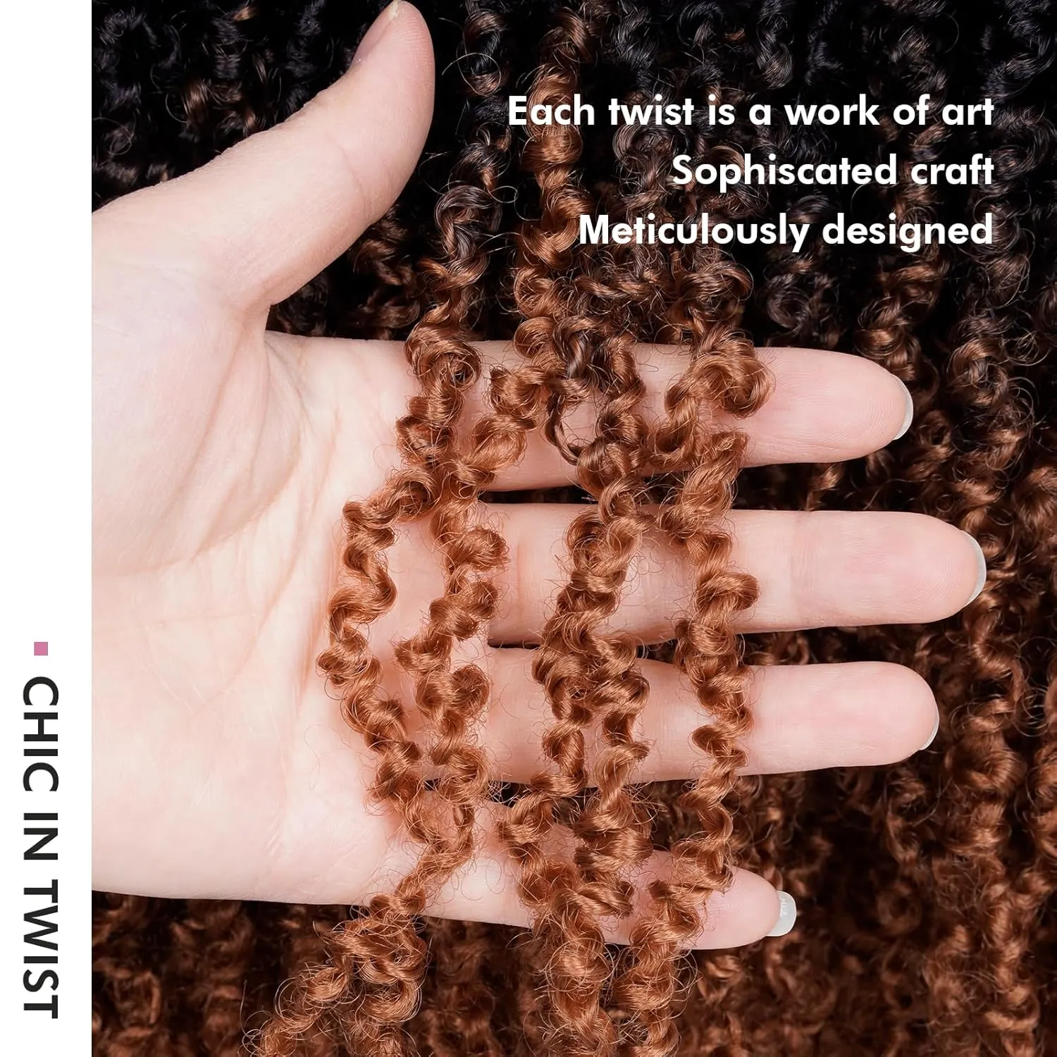 Toyotress Yanky Twist Crochet Hair - 6 Inch 2 Packs (30 Strands/Pcs) Fluffy Spring Mini Twist Short Bob Passion Twist, Ombre Brown Pre-Looped Crochet Braids Braiding Hair (6 Inch, 2P-OT30)
