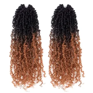 Toyotress Yanky Twist Crochet Hair - 6 Inch 2 Packs (30 Strands/Pcs) Fluffy Spring Mini Twist Short Bob Passion Twist, Ombre Brown Pre-Looped Crochet Braids Braiding Hair (6 Inch, 2P-OT30)