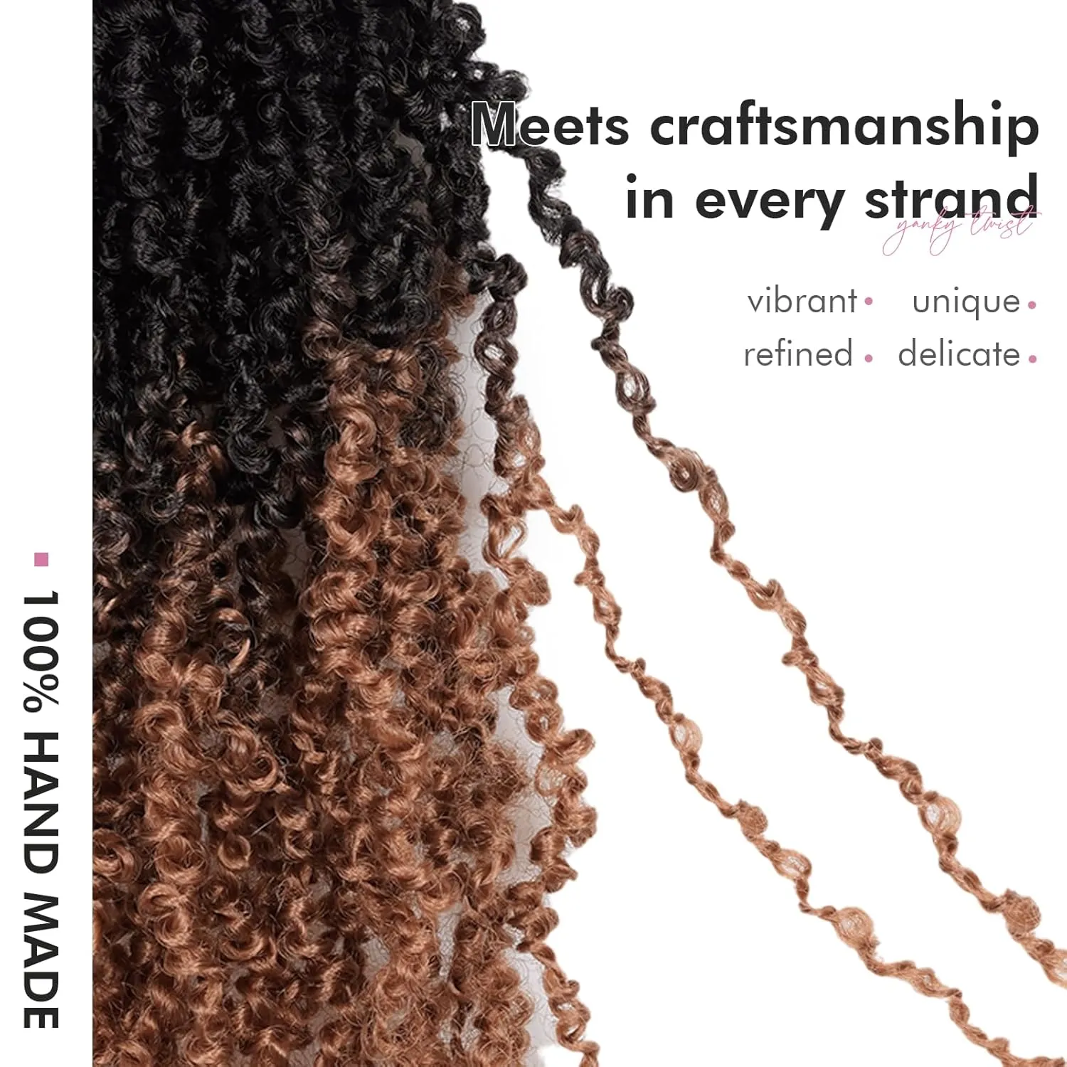 Toyotress Yanky Twist Crochet Hair - 6 Inch 2 Packs (30 Strands/Pcs) Fluffy Spring Mini Twist Short Bob Passion Twist, Ombre Brown Pre-Looped Crochet Braids Braiding Hair (6 Inch, 2P-OT30)