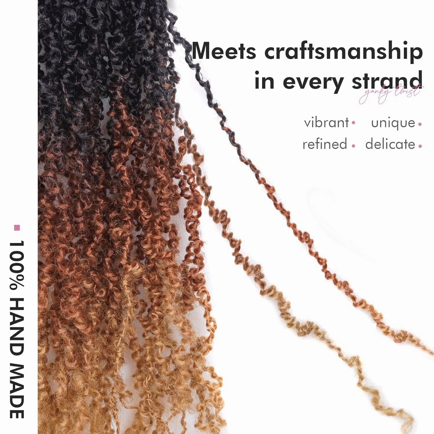Toyotress Yanky Twist Crochet Hair - 12 Inch 8 Packs (30 Strands/Pcs) Fluffy Spring Mini Twist Passion Twist, 3 Tones Ombre Brown Pre-Looped Crochet Braids Braiding Hair (12 Inch, OT30/27-8P)