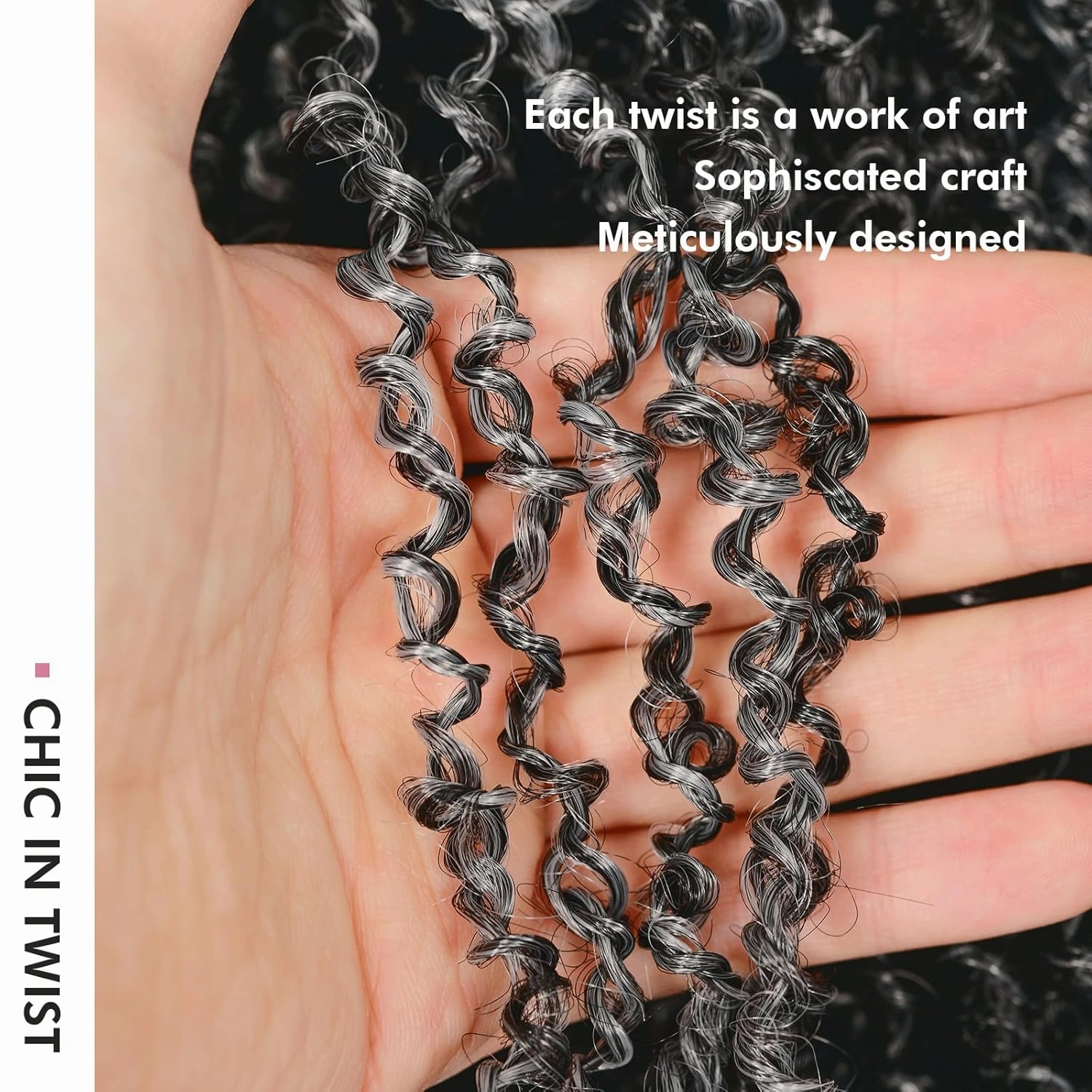 Toyotress Yanky Twist Crochet Hair - 12 Inch 8 Packs (30 Strands/Pcs) Fluffy Spring Mini Twist Passion Twist, Black Mix Gray Pre-Looped Crochet Braids Braiding Hair (12 Inch, F1B/Gray-8P)