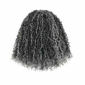 Toyotress Yanky Twist Crochet Hair - 12 Inch 8 Packs (30 Strands/Pcs) Fluffy Spring Mini Twist Passion Twist, Black Mix Gray Pre-Looped Crochet Braids Braiding Hair (12 Inch, F1B/Gray-8P)