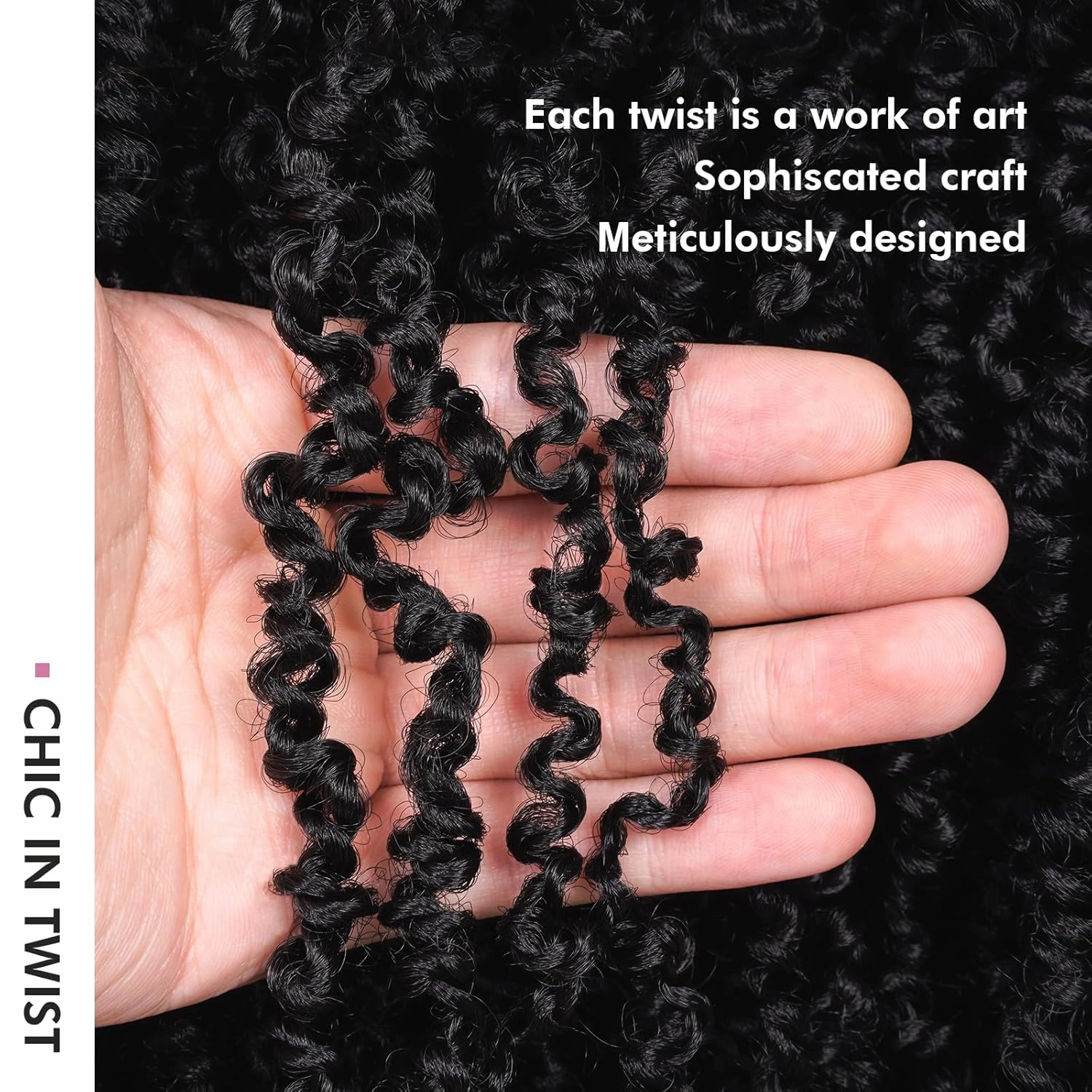 Toyotress Yanky Twist Crochet Hair - 12 Inch 8 Packs (30 Strands/Pcs) Fluffy Spring Mini Twist Short Bob Passion Twist, Natural Black Pre-Looped Crochet Braids Braiding Hair (12 Inch, 1B-8P)