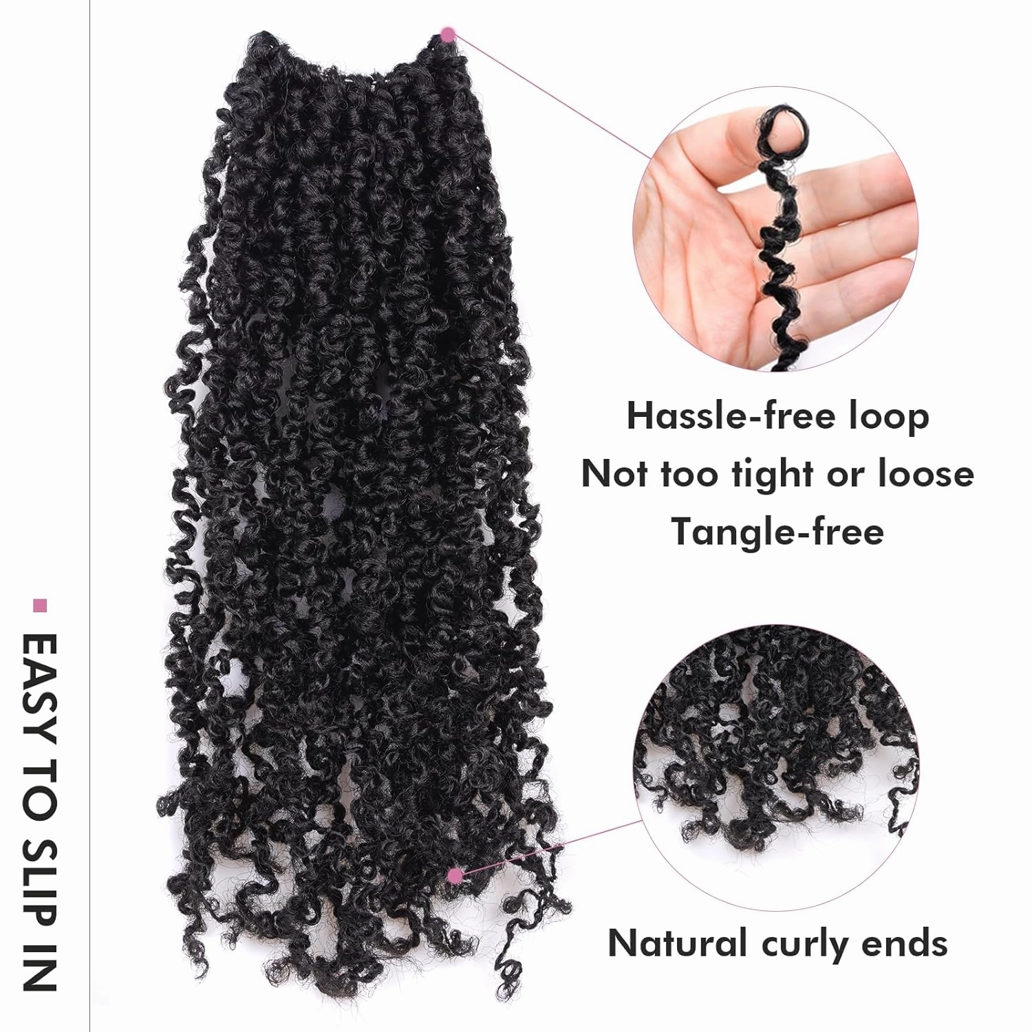 Toyotress Yanky Twist Crochet Hair - 12 Inch 8 Packs (30 Strands/Pcs) Fluffy Spring Mini Twist Short Bob Passion Twist, Natural Black Pre-Looped Crochet Braids Braiding Hair (12 Inch, 1B-8P)