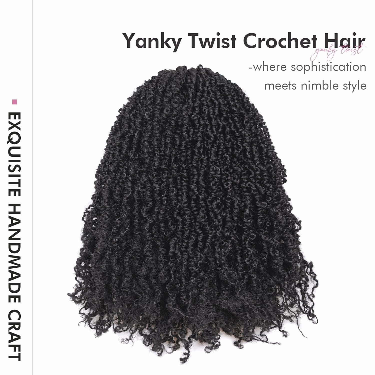 Toyotress Yanky Twist Crochet Hair - 12 Inch 8 Packs (30 Strands/Pcs) Fluffy Spring Mini Twist Short Bob Passion Twist, Natural Black Pre-Looped Crochet Braids Braiding Hair (12 Inch, 1B-8P)