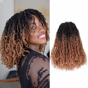 Toyotress Yanky Twist Crochet Hair - 12 Inch 8 Packs (30 Strands/Pcs) Fluffy Spring Mini Twist Short Bob Passion Twist, Ombre Brown Pre-Looped Crochet Braids Braiding Hair (12 Inch, OT30-8P)