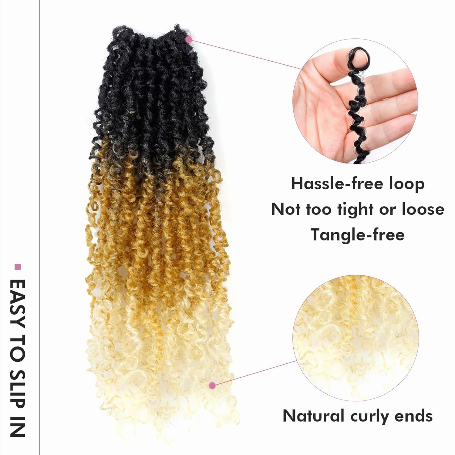 Toyotress Yanky Twist Crochet Hair - 14 Inch 8 Packs (30 Strands/Pcs) Fluffy Spring Mini Twist Passion Twist, 3 Tones Ombre Blonde Pre-Looped Crochet Braids Braiding Hair (14 Inch, OT27/613-8P)