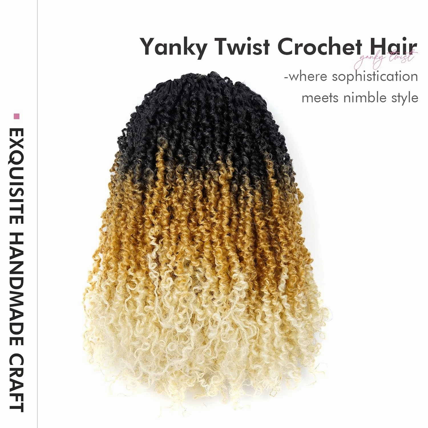 Toyotress Yanky Twist Crochet Hair - 14 Inch 8 Packs (30 Strands/Pcs) Fluffy Spring Mini Twist Passion Twist, 3 Tones Ombre Blonde Pre-Looped Crochet Braids Braiding Hair (14 Inch, OT27/613-8P)
