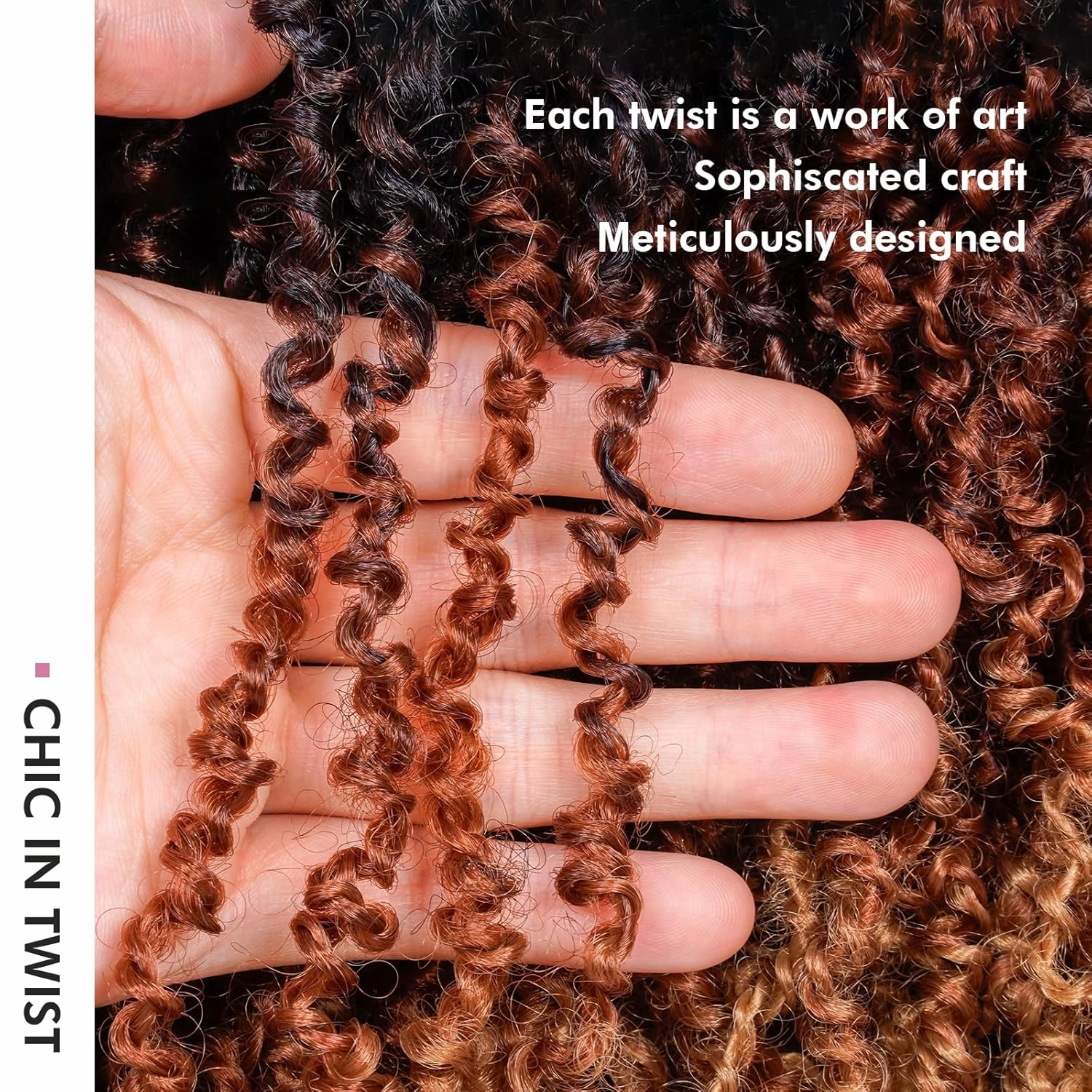 Toyotress Yanky Twist Crochet Hair - 14 Inch 8 Packs (30 Strands/Pcs) Fluffy Spring Mini Twist Passion Twist, 3 Tones Ombre Brown Pre-Looped Crochet Braids Braiding Hair (14 Inch, OT30/27-8P)
