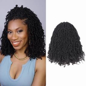 Toyotress Yanky Twist Crochet Hair - 14 Inch 8 Packs (30 Strands/Pcs) Fluffy Spring Mini Twist Short Bob Passion Twist, Natural Black Pre-Looped Crochet Braids Braiding Hair (14 Inch, 1B-8P)