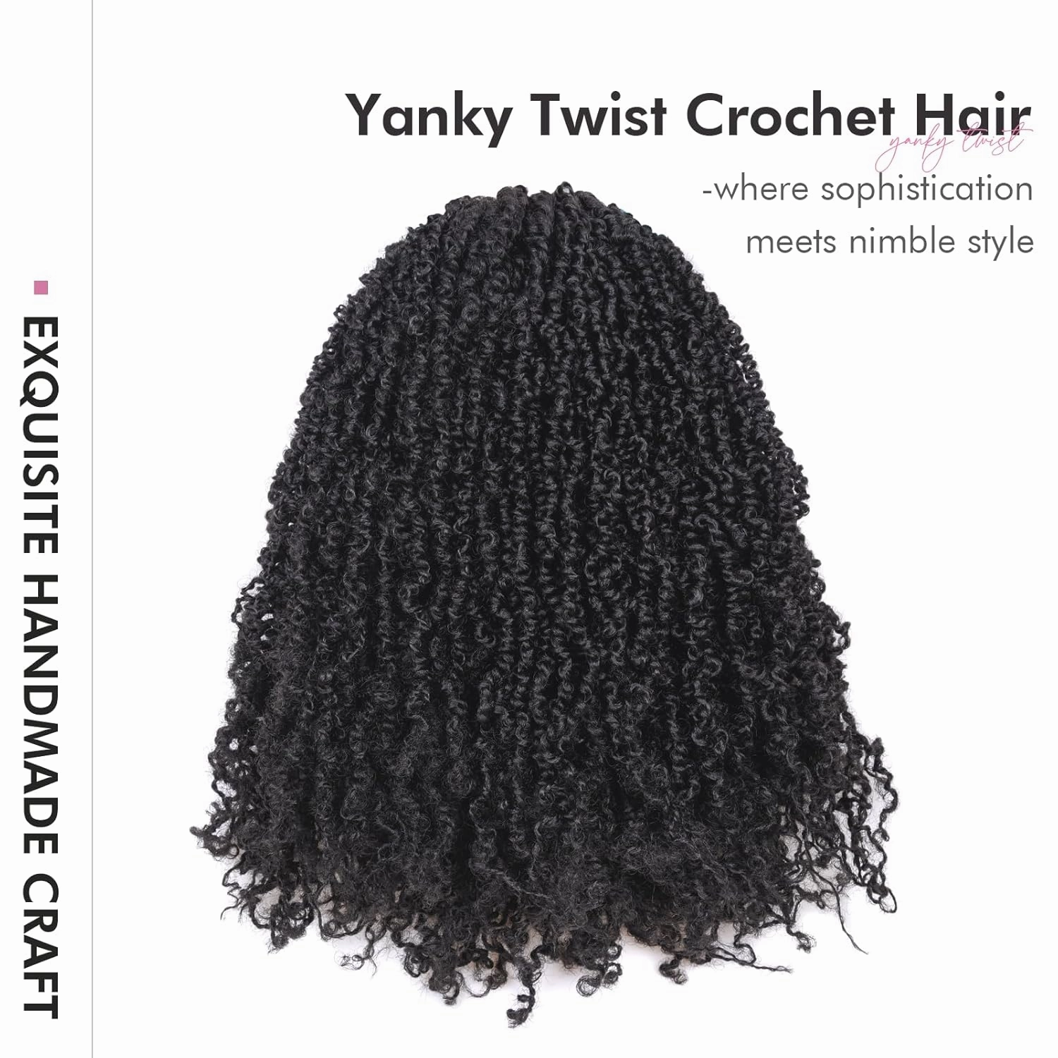 Toyotress Yanky Twist Crochet Hair - 14 Inch 8 Packs (30 Strands/Pcs) Fluffy Spring Mini Twist Short Bob Passion Twist, Natural Black Pre-Looped Crochet Braids Braiding Hair (14 Inch, 1B-8P)