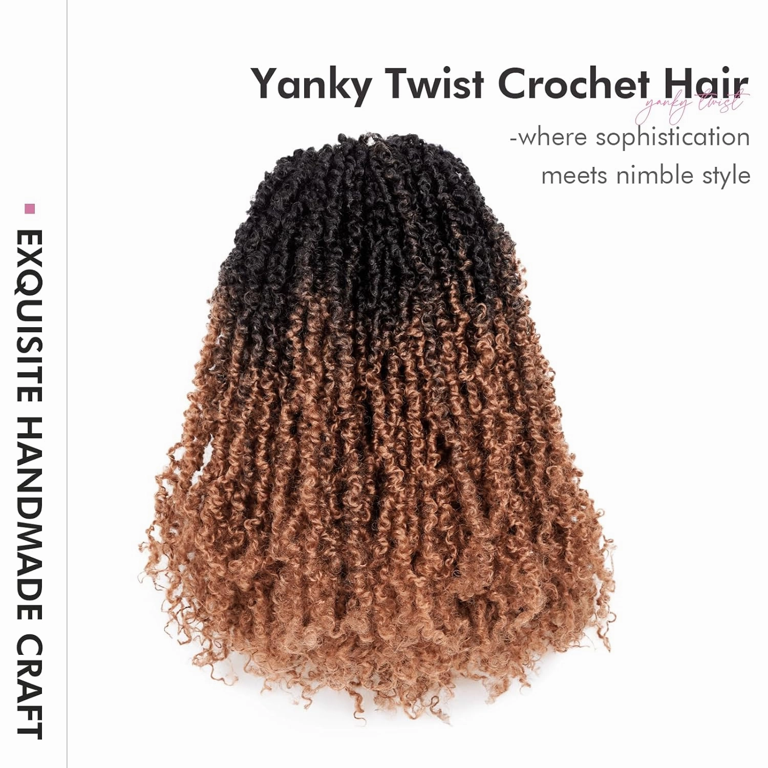 Toyotress Yanky Twist Crochet Hair - 14 Inch 8 Packs (30 Strands/Pcs) Fluffy Spring Mini Twist Short Bob Passion Twist, Ombre Brown Pre-Looped Crochet Braids Braiding Hair (14 Inch, OT30-8P)