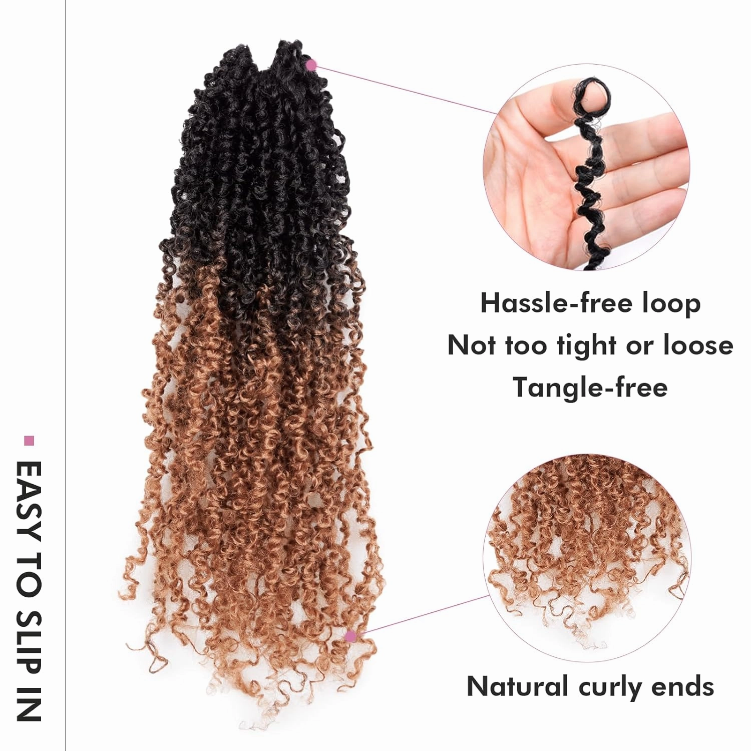 Toyotress Yanky Twist Crochet Hair - 14 Inch 8 Packs (30 Strands/Pcs) Fluffy Spring Mini Twist Short Bob Passion Twist, Ombre Brown Pre-Looped Crochet Braids Braiding Hair (14 Inch, OT30-8P)