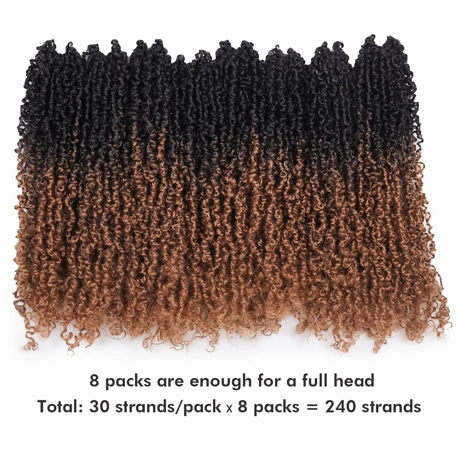Toyotress Yanky Twist Crochet Hair - 14 Inch 8 Packs (30 Strands/Pcs) Fluffy Spring Mini Twist Short Bob Passion Twist, Ombre Brown Pre-Looped Crochet Braids Braiding Hair (14 Inch, OT30-8P)