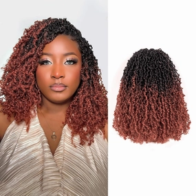 Toyotress Yanky Twist Crochet Hair - 14 Inch 8 Packs (30 Strands/Pcs) Fluffy Spring Mini Twist Short Bob Passion Twist, Ombre Ginger Pre-Looped Crochet Braids Braiding Hair (14 Inch, OT350-8P)