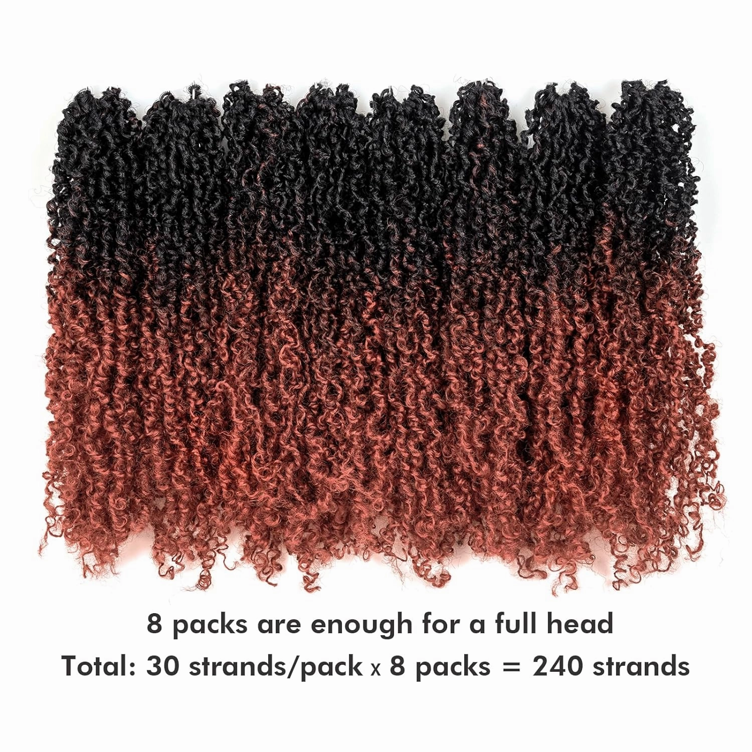 Toyotress Yanky Twist Crochet Hair - 14 Inch 8 Packs (30 Strands/Pcs) Fluffy Spring Mini Twist Short Bob Passion Twist, Ombre Ginger Pre-Looped Crochet Braids Braiding Hair (14 Inch, OT350-8P)