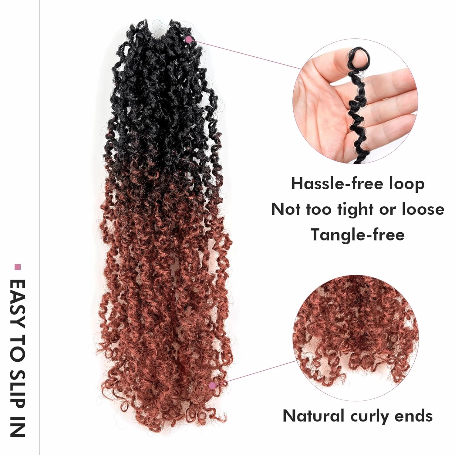 Toyotress Yanky Twist Crochet Hair - 14 Inch 8 Packs (30 Strands/Pcs) Fluffy Spring Mini Twist Short Bob Passion Twist, Ombre Ginger Pre-Looped Crochet Braids Braiding Hair (14 Inch, OT350-8P)