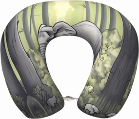 Travel U-Shaped Neck Pillow, Walking Elephant Memory Foam Travel Pillow, Camping Home Office Driving Headrest Leisure