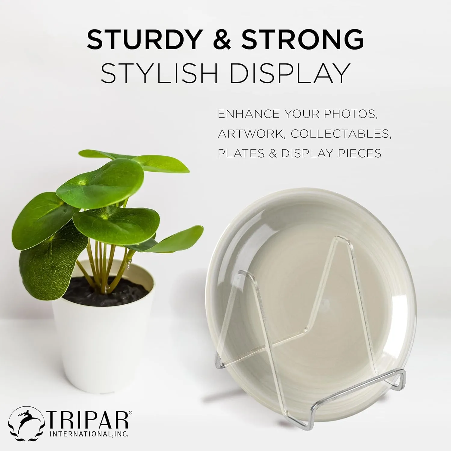 TRIPAR 6-Pack 6-Inch Metal Silver Painted Square Book Holder/Stand, Wire Mini Easel, Small Photo Stands for Table, Display for Picture Frames, Plaques & Plates