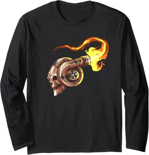 Turbocharger Skull with Fire Turbo Car Boost Tuner Tuning Long Sleeve T-Shirt