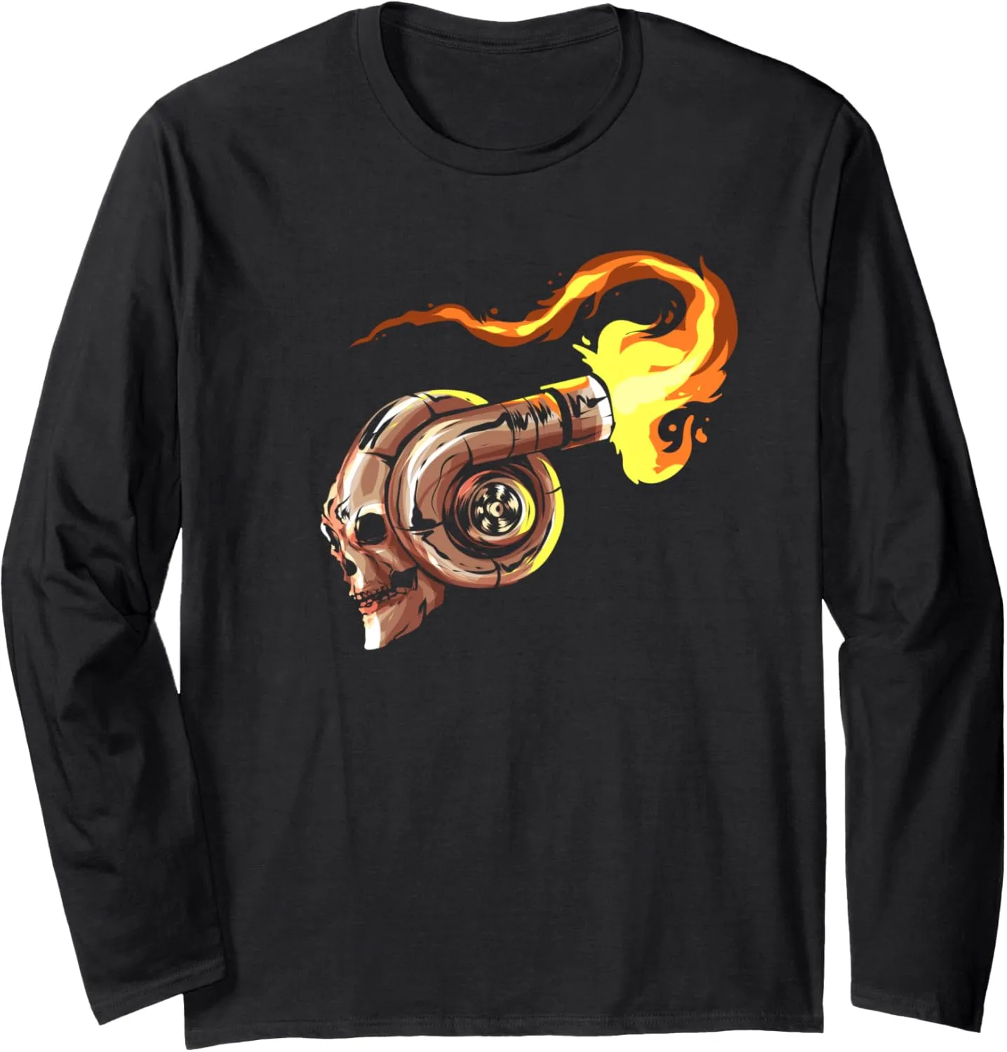 Turbocharger Skull with Fire Turbo Car Boost Tuner Tuning Long Sleeve T-Shirt