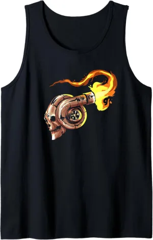 Turbocharger Skull with Fire Turbo Car Boost Tuner Tuning Tank Top
