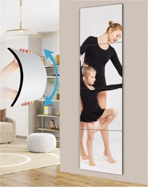 Unbreakable Full Length Wall Mirror Tiles,Shatterproof Mirror for Kids Extra Thick 1/8" 4 Pack 10"x10", for Bedroom Door,Workout for Home Gym Body,Closet Wall,Home Gym