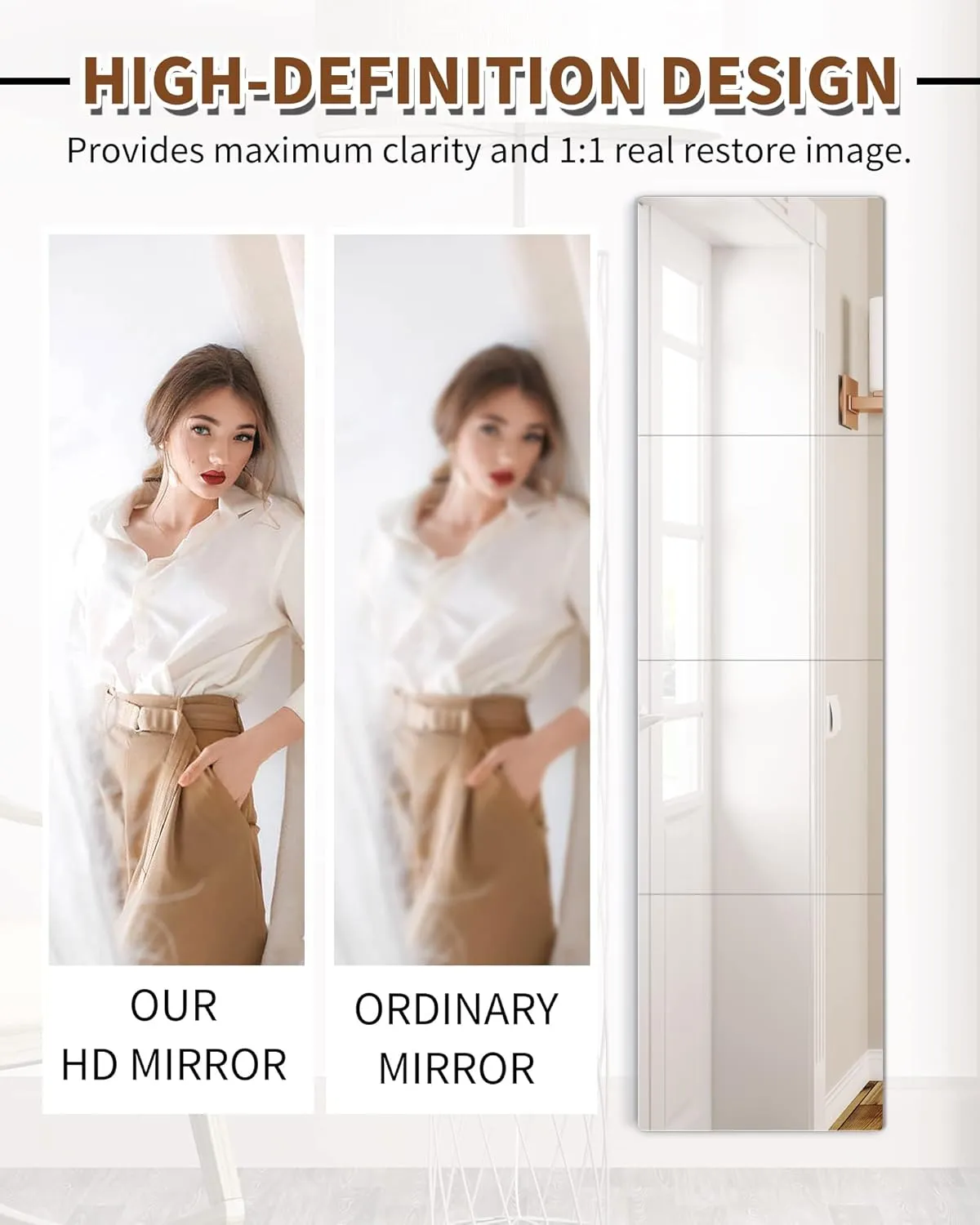 Unbreakable Full Length Wall Mirror Tiles,Shatterproof Mirror for Kids Extra Thick 1/8" 4 Pack 10"x10", for Bedroom Door,Workout for Home Gym Body,Closet Wall,Home Gym