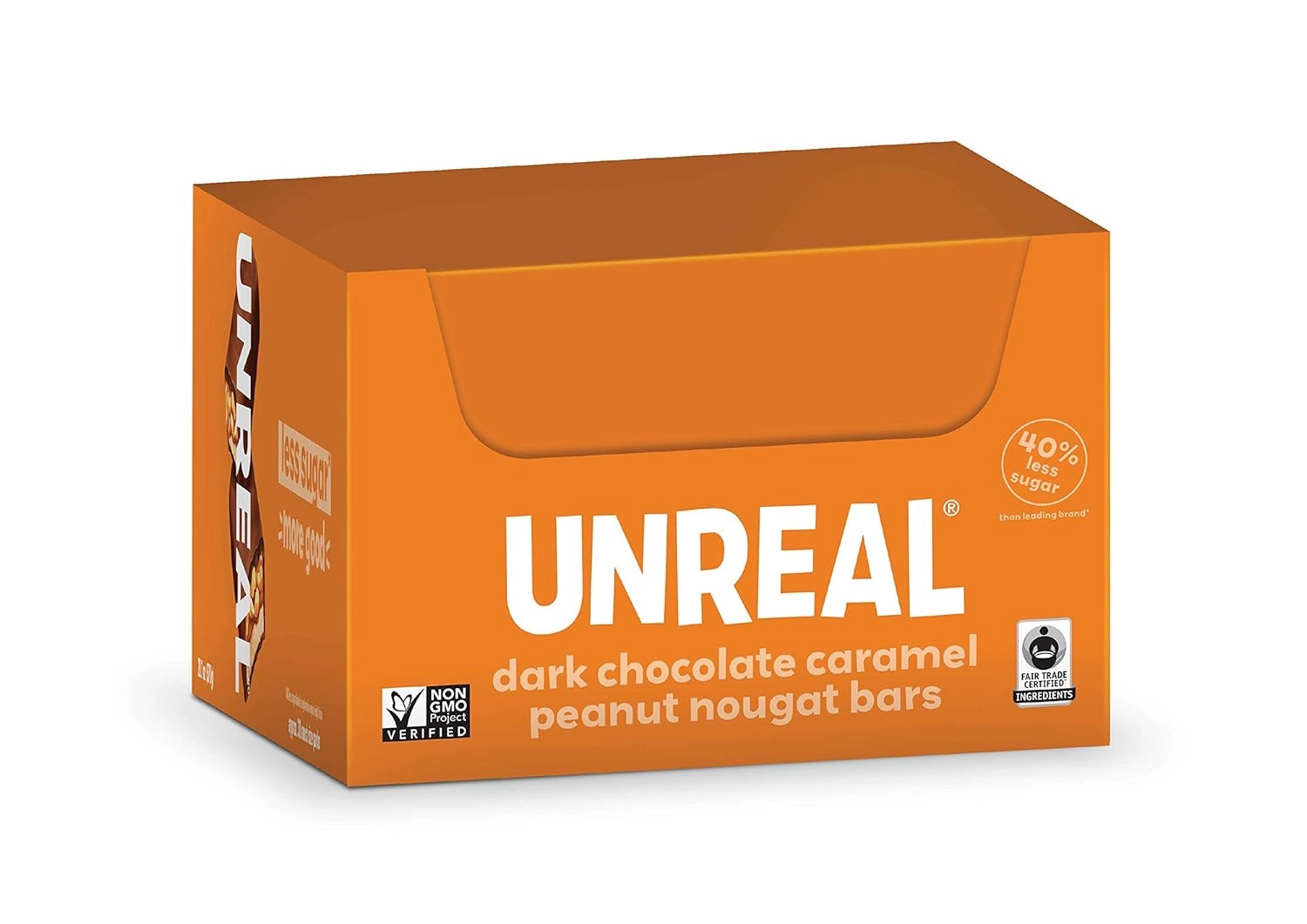 UNREAL Dark Chocolate Peanut Caramel Nougat Bars (30 Mini Bars) | 70% Organic Ingredients, Fair Trade, Non-GMO | No Corn Syrup, Sugar Alcohols, Soy | .67oz each