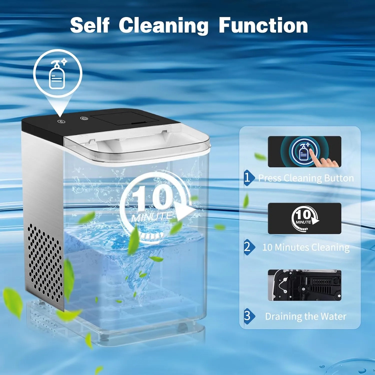 Upgraded Ice Maker Nugget Ice Maker Countertop, 40LBS/Day, Timer, 2 Way Add Water, Soft Chewable Pellet Ice Machine, Portable Crushed Ice Makers for Home, Kitchen, Stainless Steel