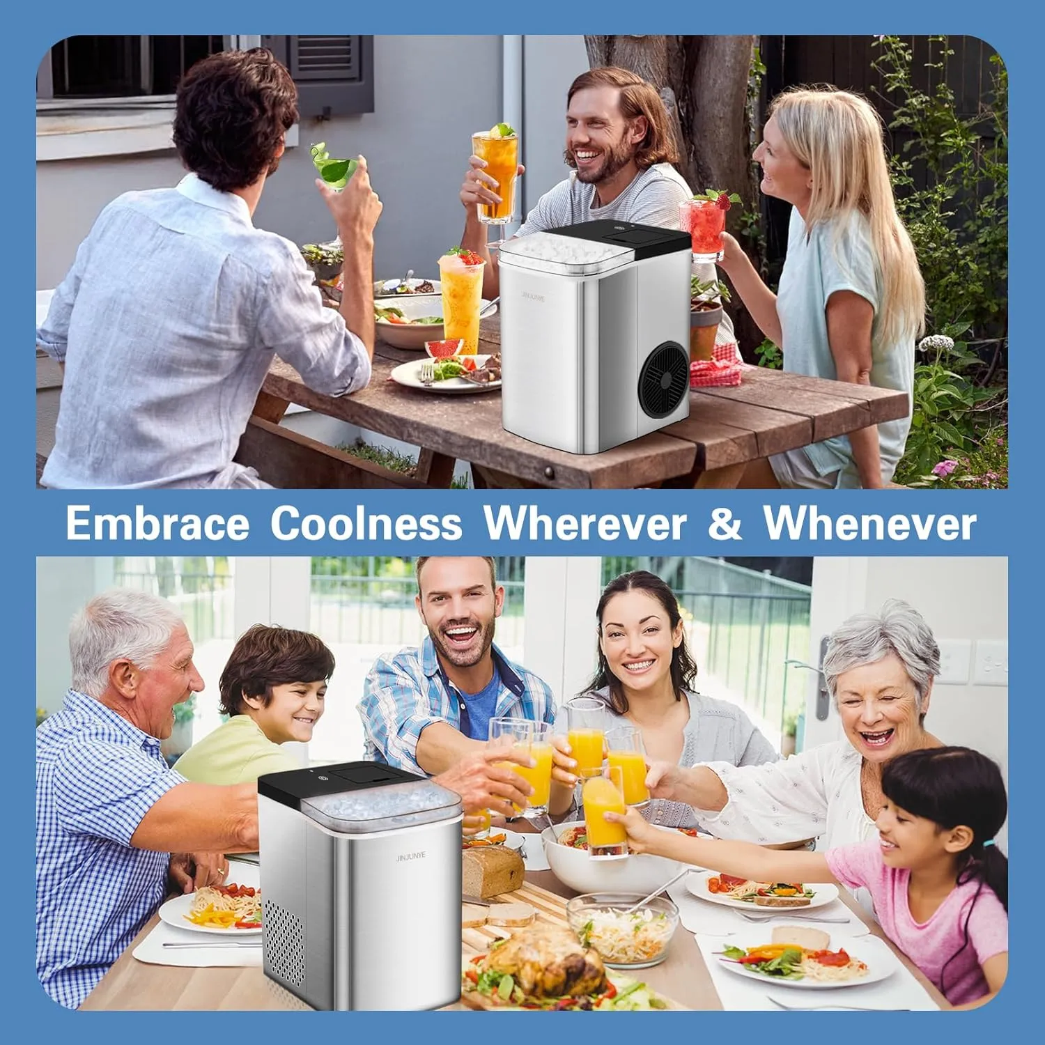 Upgraded Ice Maker Nugget Ice Maker Countertop, 40LBS/Day, Timer, 2 Way Add Water, Soft Chewable Pellet Ice Machine, Portable Crushed Ice Makers for Home, Kitchen, Stainless Steel