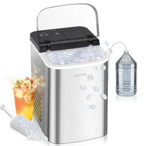 Upgraded Ice Maker Nugget Ice Maker Countertop, 40LBS/Day, Timer, 2 Way Add Water, Soft Chewable Pellet Ice Machine, Portable Crushed Ice Makers for Home, Kitchen, Stainless Steel