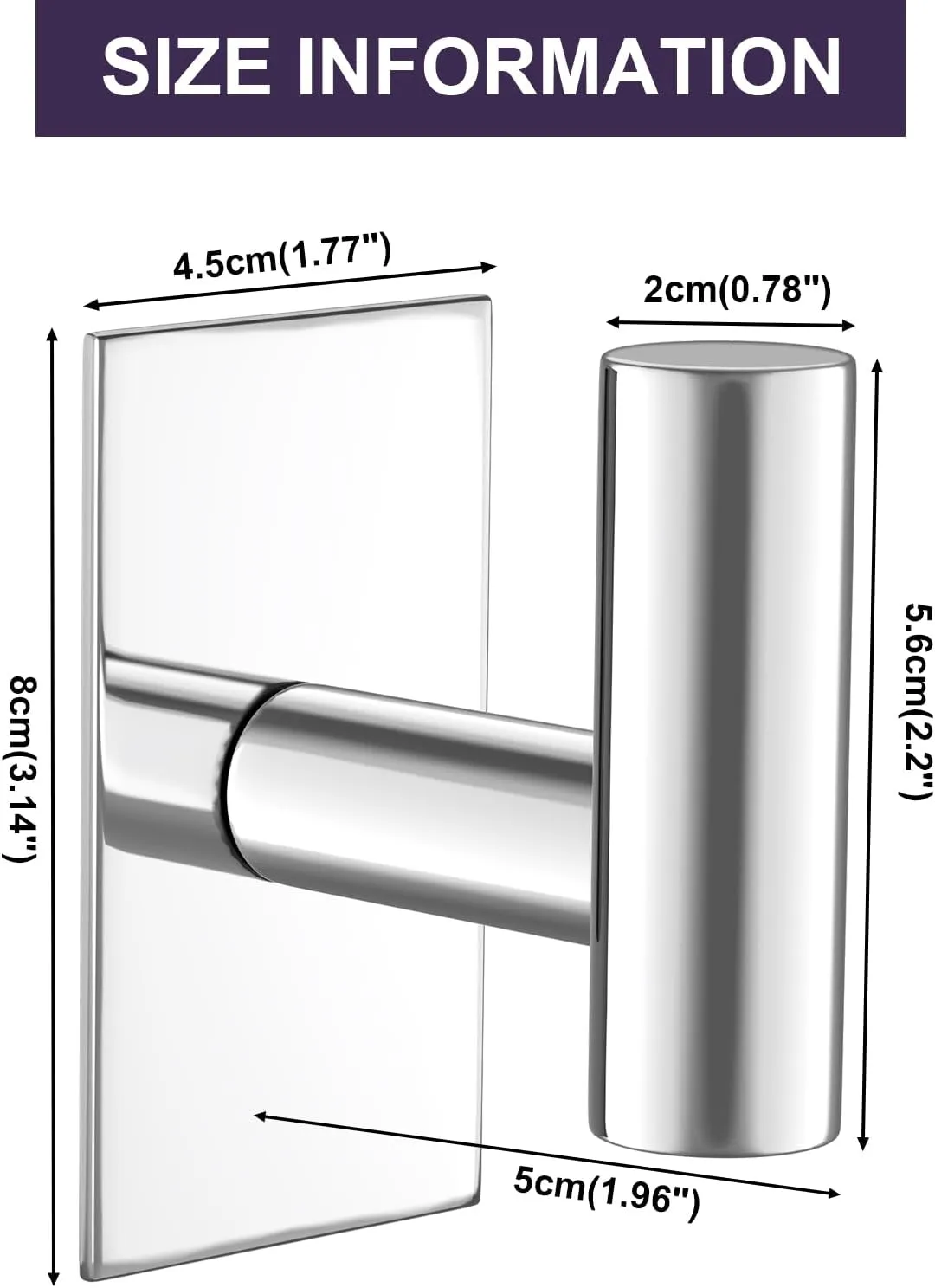 VAEHOLD Wall Towel Hooks, Heavy Duty Sticky Holder Waterproof Towel Hooks for Hanging Coat, Clothes, Closet Hook Wall Mount for Kitchen (Chrome, Adhesive 4 Pack)