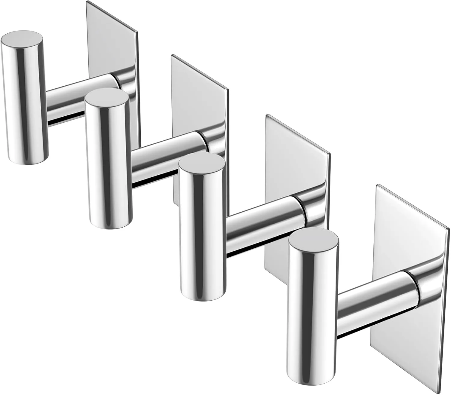 VAEHOLD Wall Towel Hooks, Heavy Duty Sticky Holder Waterproof Towel Hooks for Hanging Coat, Clothes, Closet Hook Wall Mount for Kitchen (Chrome, Adhesive 4 Pack)