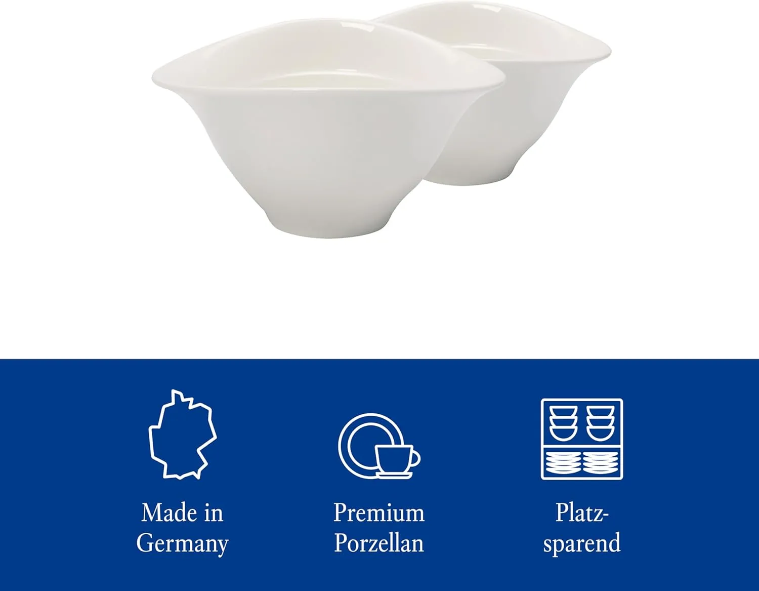 Villeroy & Boch Vapiano Soup Bowl Set, 2 Pieces, Premium Porcelain, White