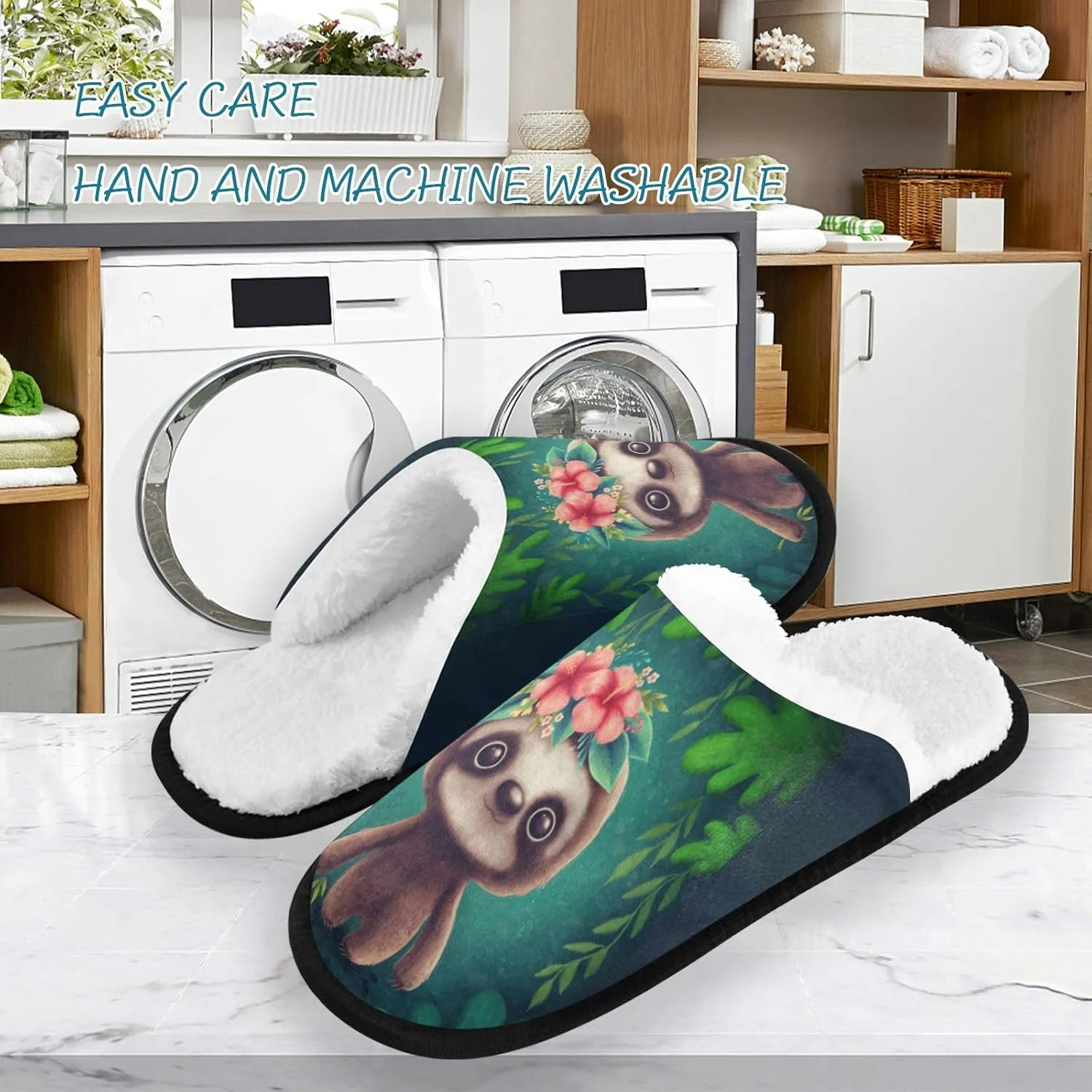 visesunny Slippers for Women Mens Stylish Foral Winter Warm Memory Foam Cotton Home Slippers Soft Plush Fleece Slip on House Slippers for Girls Indoor Outdoor Shoes