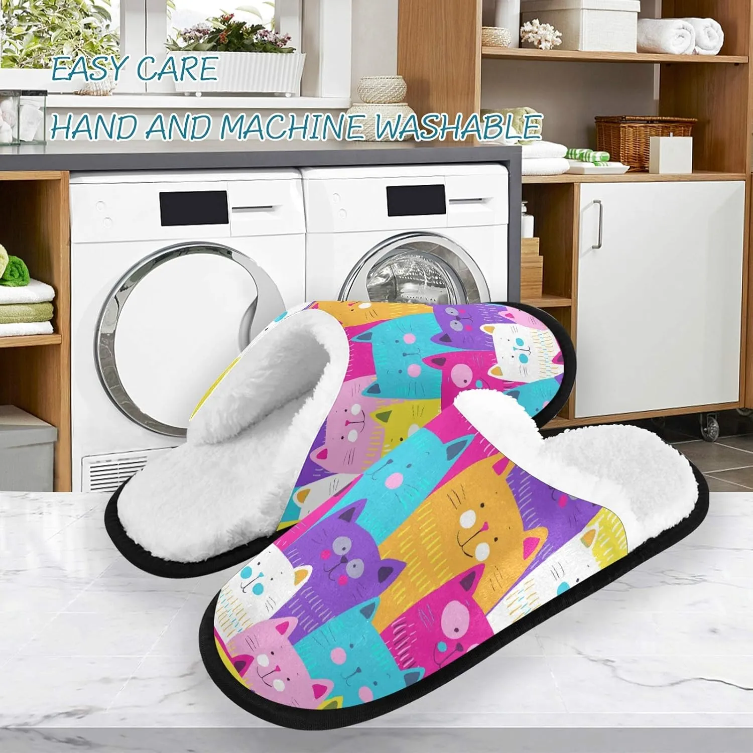 visesunny Slippers for Women Mens Stylish Foral Winter Warm Memory Foam Cotton Home Slippers Soft Plush Fleece Slip on House Slippers for Girls Indoor Outdoor Shoes