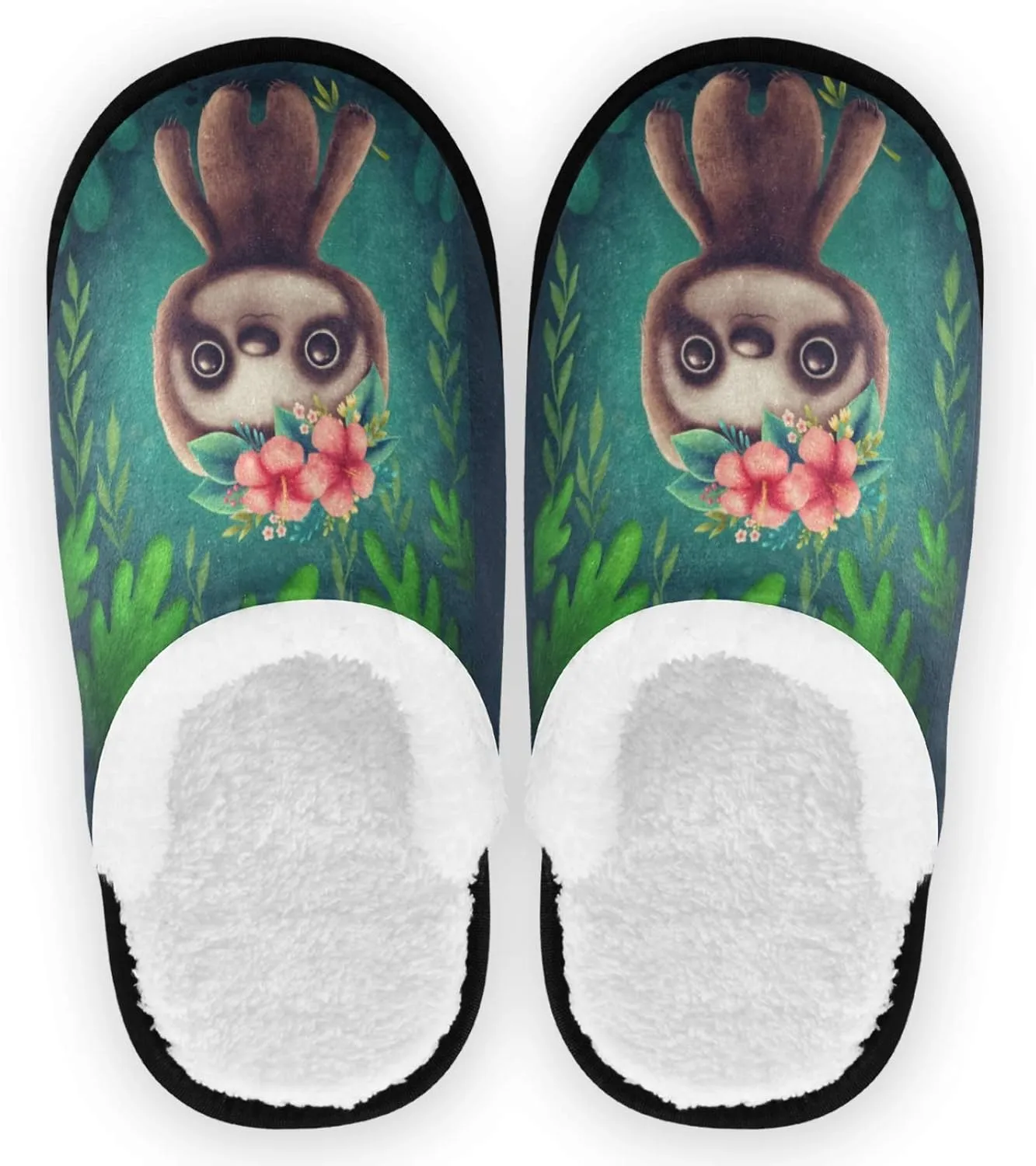 visesunny Slippers for Women Mens Stylish Foral Winter Warm Memory Foam Cotton Home Slippers Soft Plush Fleece Slip on House Slippers for Girls Indoor Outdoor Shoes