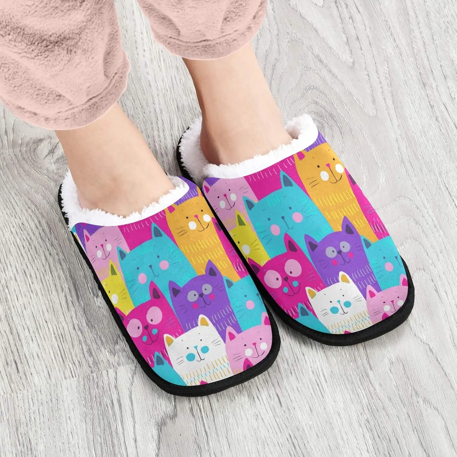 visesunny Slippers for Women Mens Stylish Foral Winter Warm Memory Foam Cotton Home Slippers Soft Plush Fleece Slip on House Slippers for Girls Indoor Outdoor Shoes