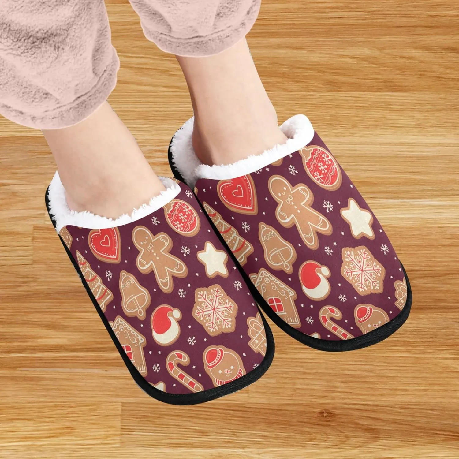 visesunny Slippers for Women Mens Stylish Foral Winter Warm Memory Foam Cotton Home Slippers Soft Plush Fleece Slip on House Slippers for Girls Indoor Outdoor Shoes