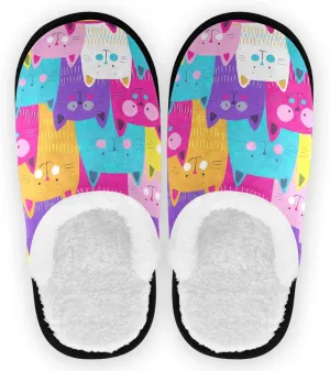visesunny Slippers for Women Mens Stylish Foral Winter Warm Memory Foam Cotton Home Slippers Soft Plush Fleece Slip on House Slippers for Girls Indoor Outdoor Shoes