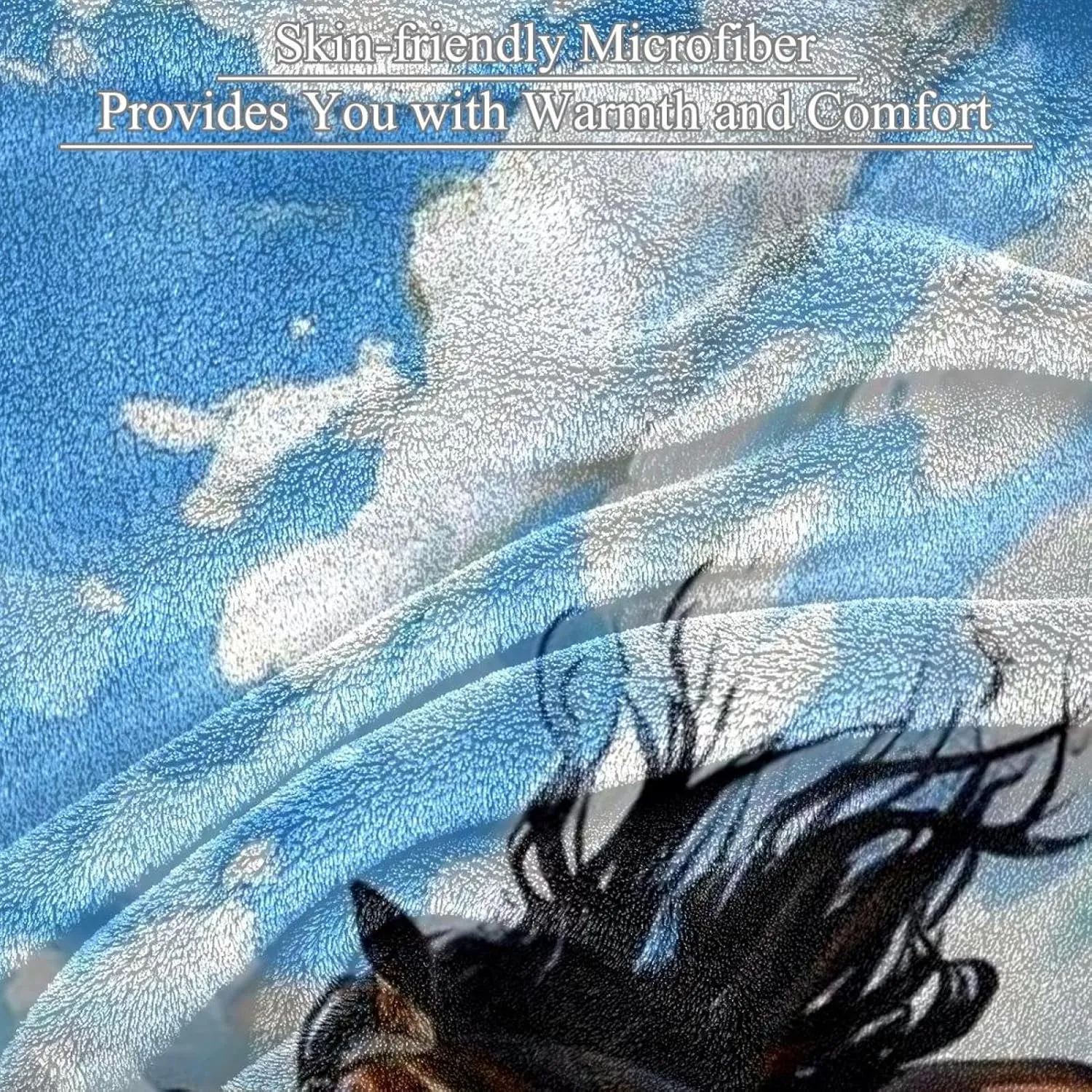 Watercolor Horse Runs on Grassland Plush Throw Blanket for Couch 59" x 79" - Lightweight Soft Blankets and Throws for Sofa Camping Beach Picnic