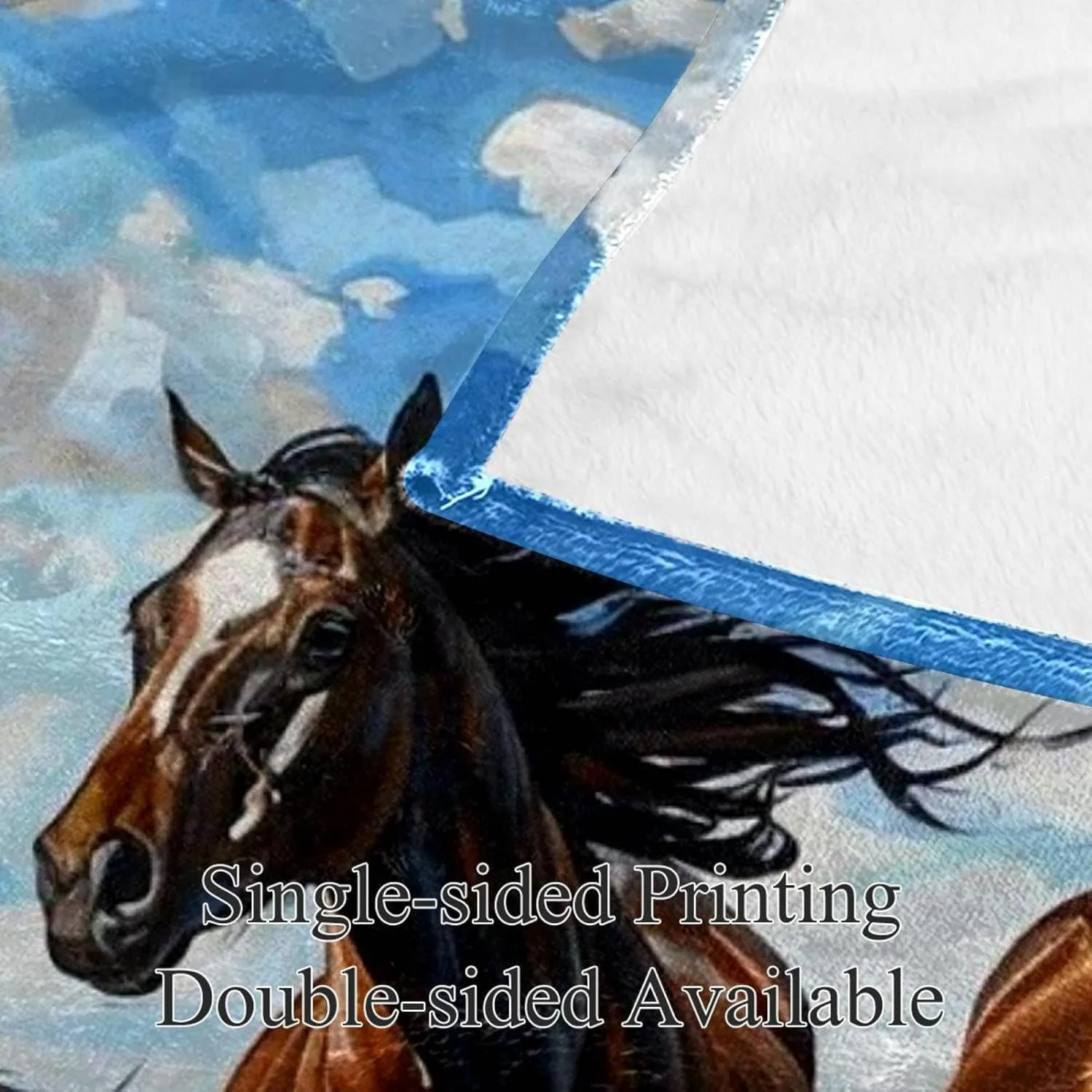 Watercolor Horse Runs on Grassland Plush Throw Blanket for Couch 59" x 79" - Lightweight Soft Blankets and Throws for Sofa Camping Beach Picnic
