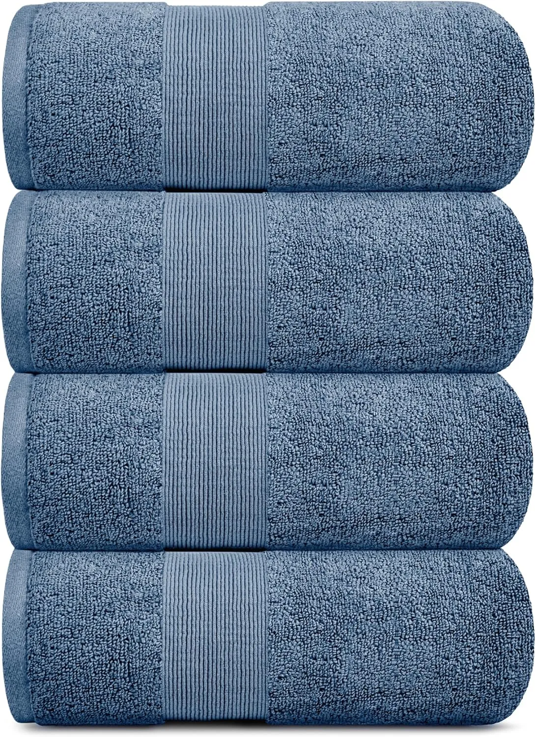 White Classic Resort Collection Soft Bath Towels | 28x55 Luxury Hotel Plush & Absorbent Cotton Bath Towel Large [4 Pack, Blue]