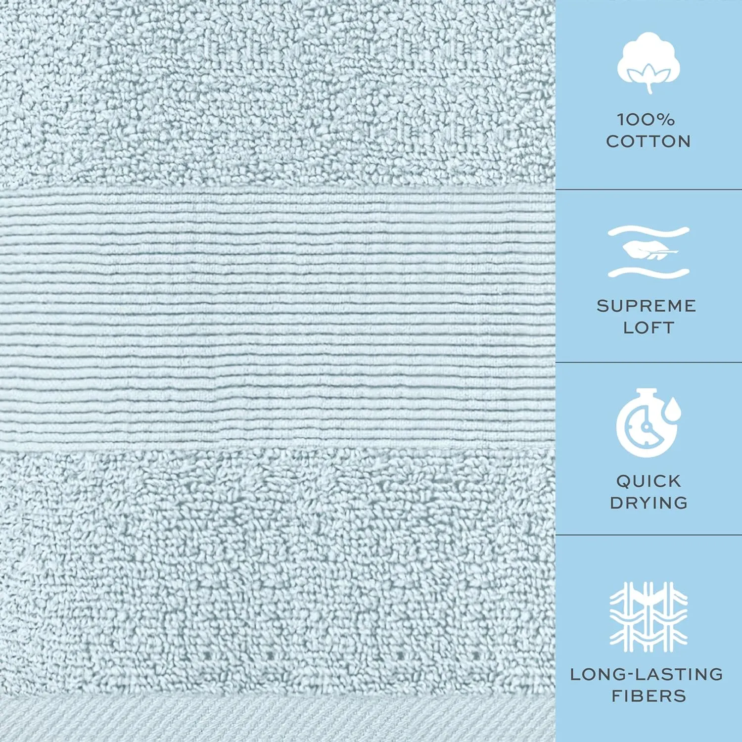 White Classic Resort Collection Soft Bath Towels | 28x55 Luxury Hotel Plush & Absorbent Cotton Bath Towel Large [4 Pack, Light Blue]