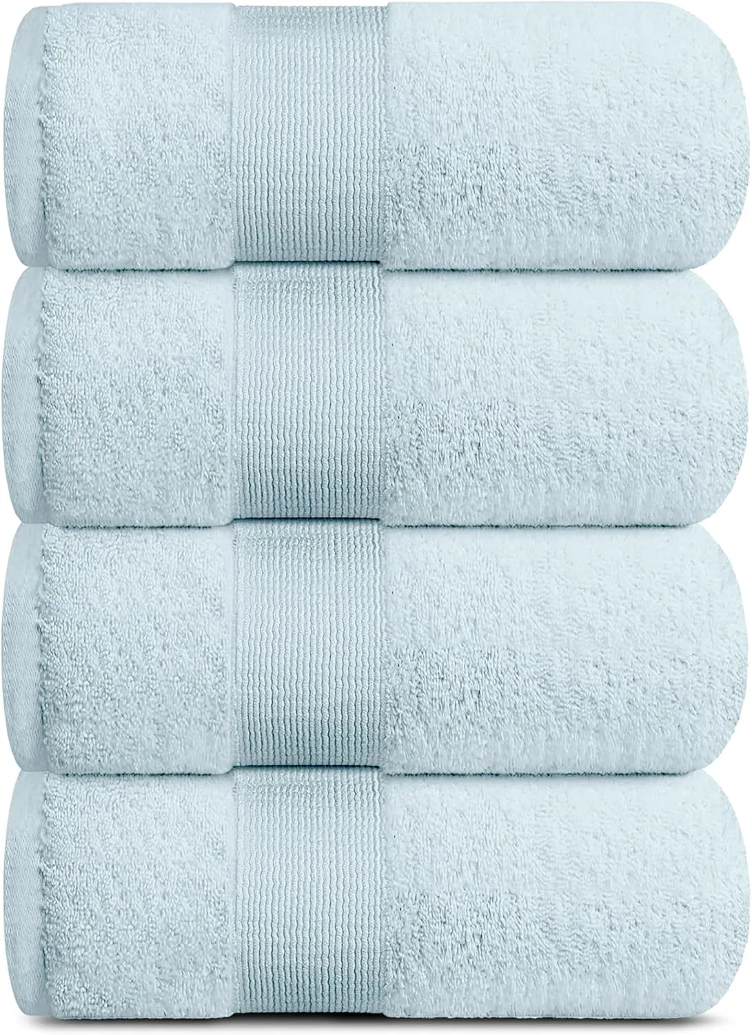 White Classic Resort Collection Soft Bath Towels | 28x55 Luxury Hotel Plush & Absorbent Cotton Bath Towel Large [4 Pack, Light Blue]